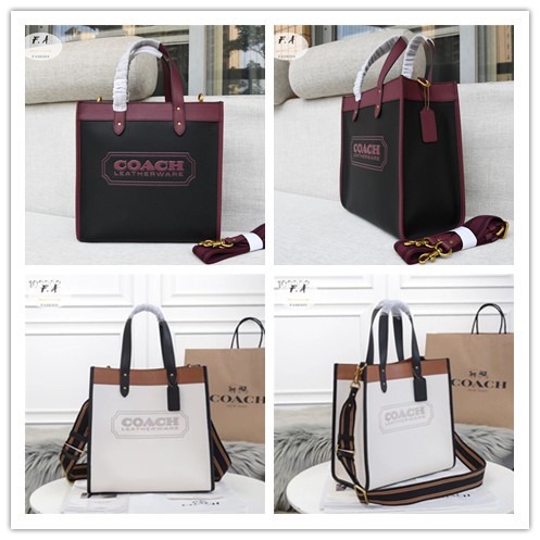 f-a-ของแท้-100-coach-c0774-field30-tote-bag-ladies-crossbody-bag-shopping-bag-handbag-handbag-vintage-badge-leather
