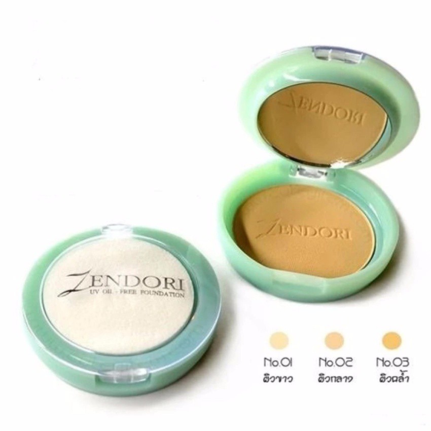 zendori-แป้งเซนโดริ-uv-oil-free-foundation-spf12-สีเขียว