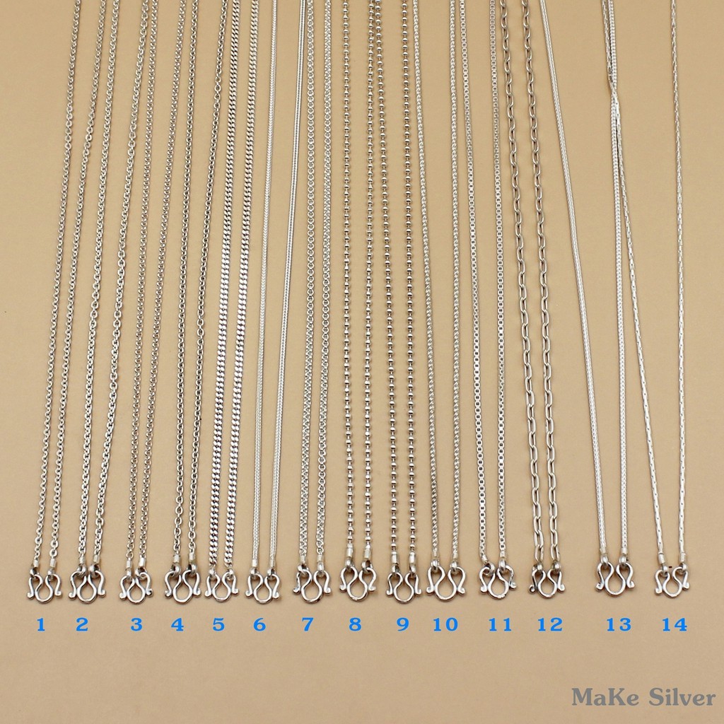ภาพสินค้าMaKe Silver : สร้อยคอเงินแท้92.5% ยาว161820 (เงินแท้ทั้งเส้นไม่ชุบไม่ลอก) แถมฟรีน้ำยาล้างเงิน 30ml จากร้าน meng_silver บน Shopee ภาพที่ 2