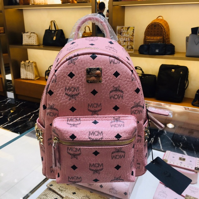 MCM Mini Backpack สีชมพู ขนาด 10 นิ้ว Shopee Thailand