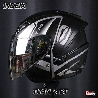 หมวกกันน็อค INDEX TITAN-8 BT สีดำด้าน รุ่นใหม่ล่าสุด มีหลุมติดตั้งลำโพง Bluetooth นวมถอดซักได้ มีไซส์ให้เลือก M/ L/ XL