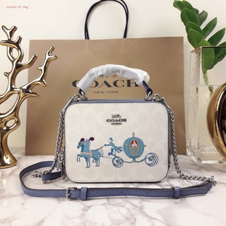 (แท้ 💯%‼) COACH DISNEY X COACH BOX CROSSBODY IN SIGNATURE