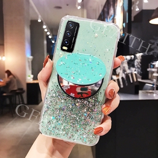 In Stock เคสโทรศัพท์ VIVO Y20 Y20i 2020 New Casing Case Fashion Makeup Mirror Stand Phone Softcase Silicone Clear Cover เคส VIVOY20 VIVOY20i
