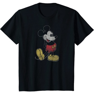 เสื้อยืดผ้าฝ้ายพรีเมี่ยม เสื้อยืด พิมพ์ลาย Disney Mickey Mouse Outline