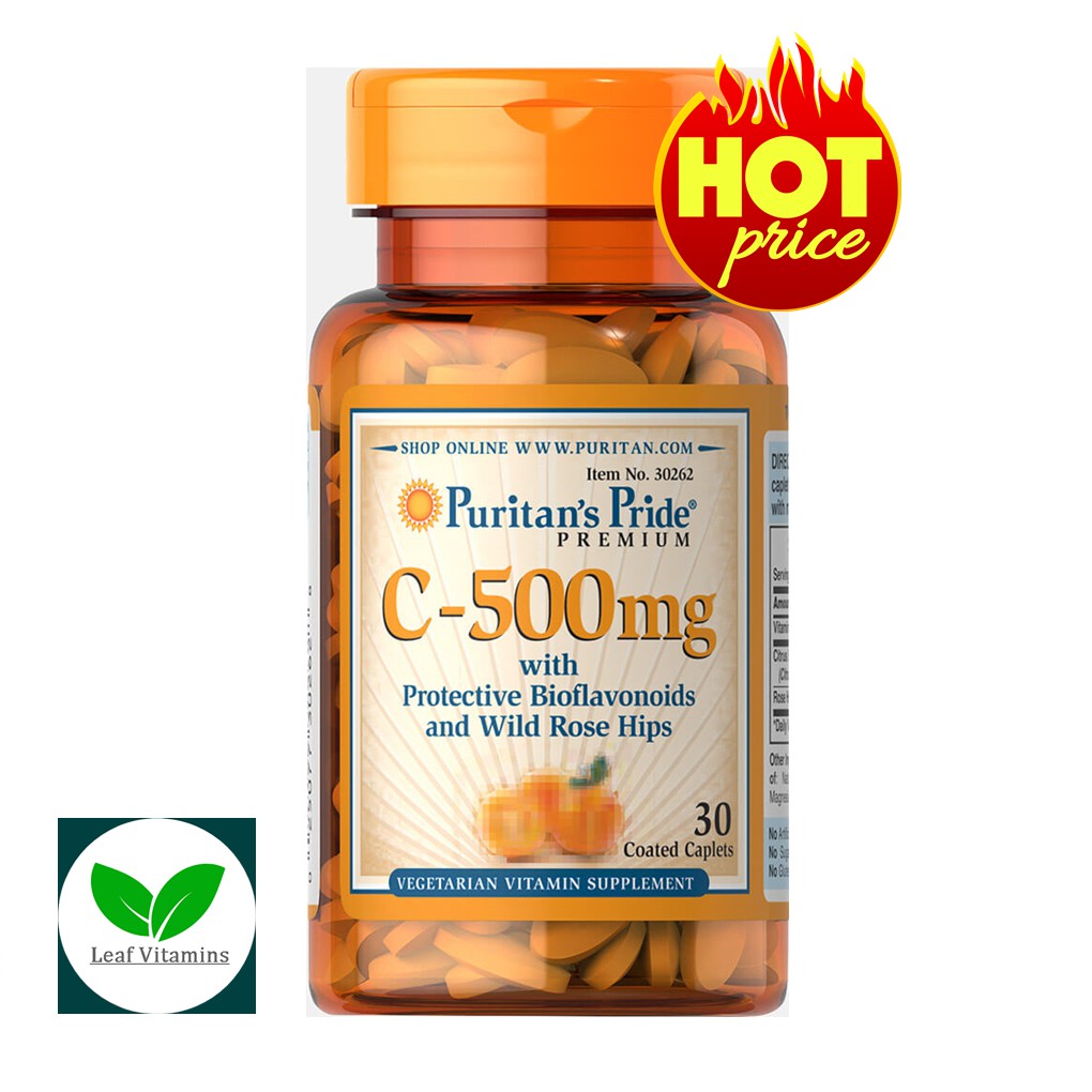ภาพหน้าปกสินค้า(วิตามินซี ,Vitamin C ) Puritans Pride Vitamin C-500 mg with Protective Bioflavonoids and Wild Rose Hips / 30 Caplets