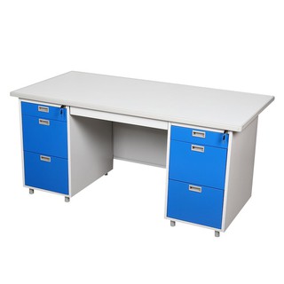 โต๊ะทำงาน โต๊ะทำงานเหล็ก LUCKY WORLD DL-52-33-RG 159.5 ซม. สีน้ำเงิน เฟอร์นิเจอร์ห้องทำงาน เฟอร์นิเจอร์ ของแต่งบ้าน DESK