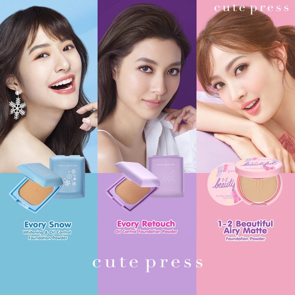 ภาพหน้าปกสินค้าคิวเพรส แป้ง มินิ 5 กรัม อิเวอร์รี่ รีทัช / วันทูบิวตี้ฟูล / สโนว์ Cute press Evory Snow / Retouch / 1-2 Beautiful จากร้าน missbeauty.shop บน Shopee