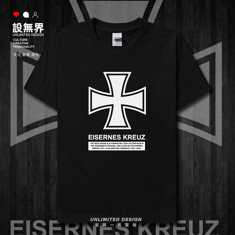 เสื้อยืดโอเวอร์ไซส์ชุด-unbounded-เยอรมัน-iron-cross-เหรียญจักรวรรดิเยอรมันเยอรมันเต็มตัวแขนสั้นเสื้อยืดผู้ชายและผู้หญิงฤ