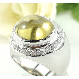 💎T031 แหวนพลอยแท้ แหวนเงินแท้ชุบทองคำขาว พลอยเลมอนควอทซ์แท้ 100%