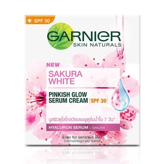 Garnier Sakura White Pinkish Glow Serum Cream การ์นิเย่ ซากุระไวท์ พิงคิช โกลว เซรั่ม ครีมบำรุงผิวหน้าผสมสารกันแดด 18 มล