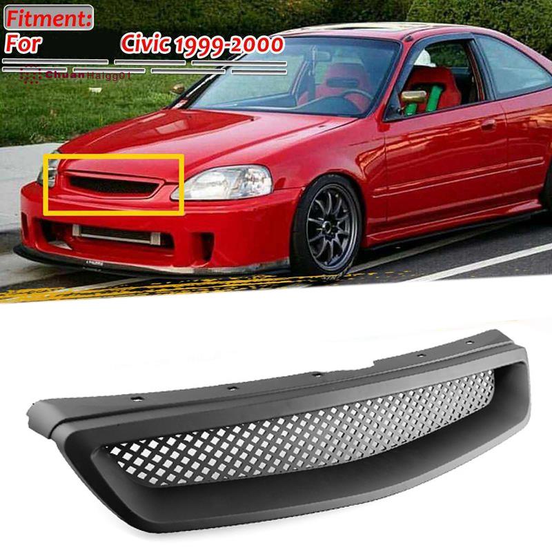 กระจังหน้าเครื่องยนต์สีดําด้านสําหรับ-honda-civic-ek-cx-dx-ex-hx-lx-type-r-1999-2000