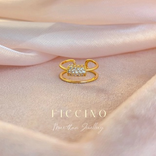 Ficcino แหวนชุบทอง 18k ประดับเพทาย ปรับได้ แฮนด์เมด วางซ้อนกันได้ เครื่องประดับแฟชั่น สําหรับผู้หญิง ของขวัญ