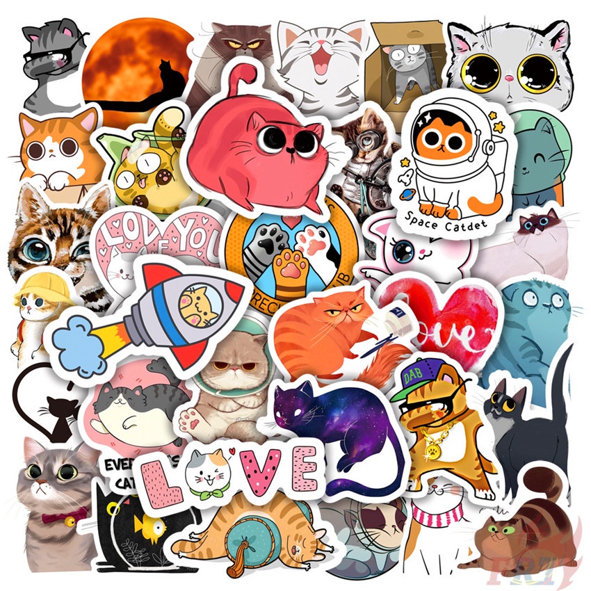 100-ชิ้น-ชุด-สติกเกอร์-ลายแมวน่ารัก-ตลก-สําหรับตกแต่ง-สติกเกอร์-ลายกราฟฟิติ-กันน้ํา-diy