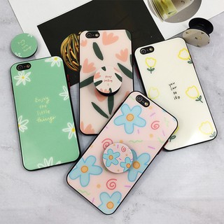 พร้อมส่งเคสกระจกพิมพ์ลาย i6+/7+/8+/11 เคสแฟชั่น เคสหน้าเงา เคสการ์ตูน ลายน่ารัก เคสดอกไม้ แถมฟรี Griptok