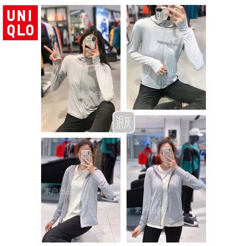 uniqlo-เสื้อแจ็กเก็ต-เสื้อกันลม-มีฮู้ด-ป้องกันรังสียูวี-upf50-สําหรับผู้หญิง