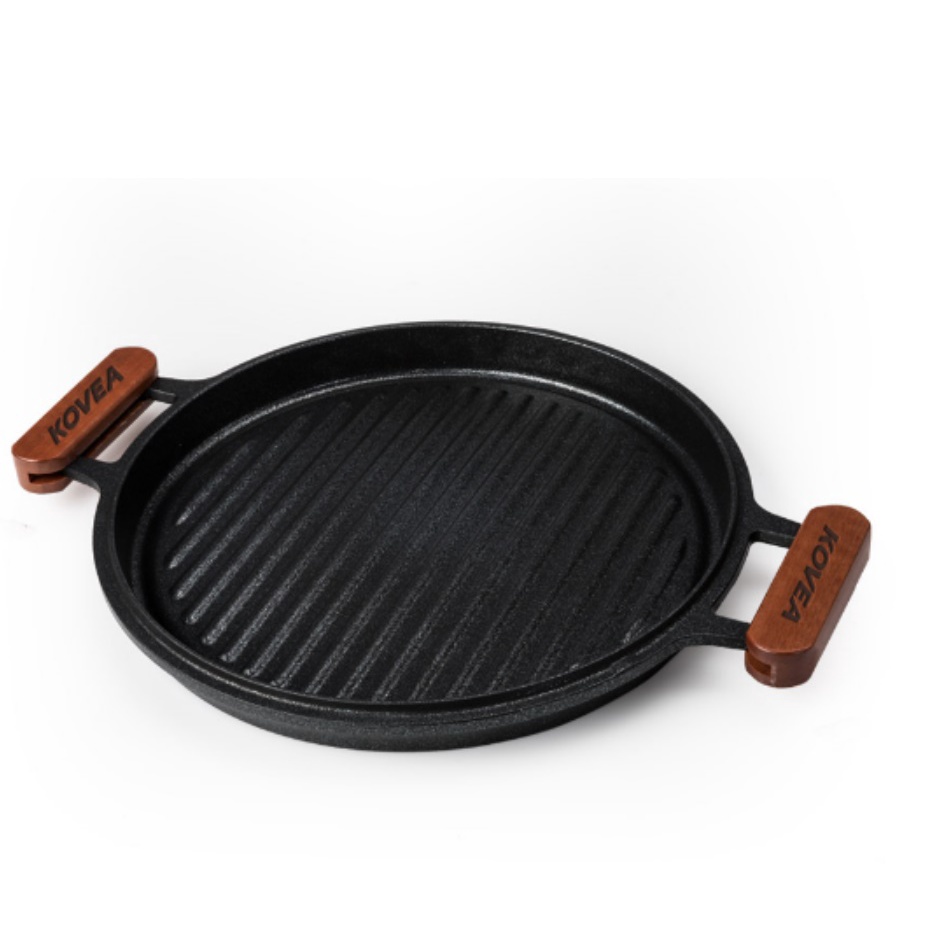 กระทะปิ้งย่าง-กระทะเกาหลี-กระทะกริลล์อลูมิเนียม-kovea-prime-round-grill-pan-29-cm-พร้อมกระเป๋า-นำเข้าจากเกาหลี