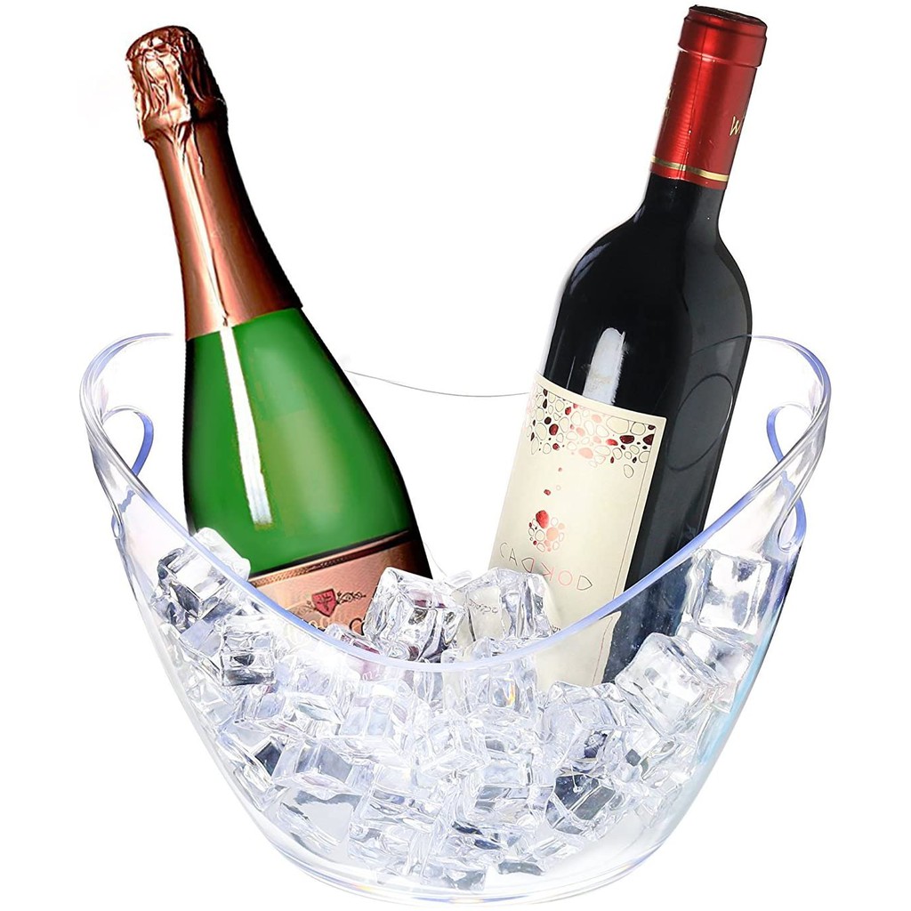 ถังแชมเปญใส-4-ลิตร-ที่ถังแชมเปญ-ถังน้ำแข็ง-ถังไวน์เดี่ยว-4-liter-champagne-bucket-oval-single-champagne-beer-ice-bucket