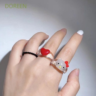 Doreen แหวนแฟชั่น รูปลูกแมวน่ารัก สไตล์เกาหลีวินเทจ ของขวัญวันวาเลนไทน์ สําหรับผู้หญิง