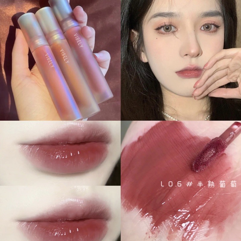 ภาพหน้าปกสินค้าพร้อมส่ง ส่งจากไทย VIBELY Lipstick Lipgloss ลิปกลอส ลิปสติก กันน้ำ น่าระ 6สี จากร้าน honeymustard1997 บน Shopee