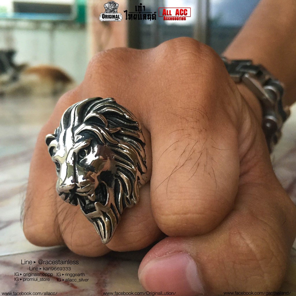แหวน-สิงโตเงิน-สแตนเลสแท้-stainless-316l-แหวนผู้ชาย-แหวนแฟชั่น-แหวนเท่ๆ-แหวนสแตนเลส-แหวน-ring-แหวนเลส-allacc