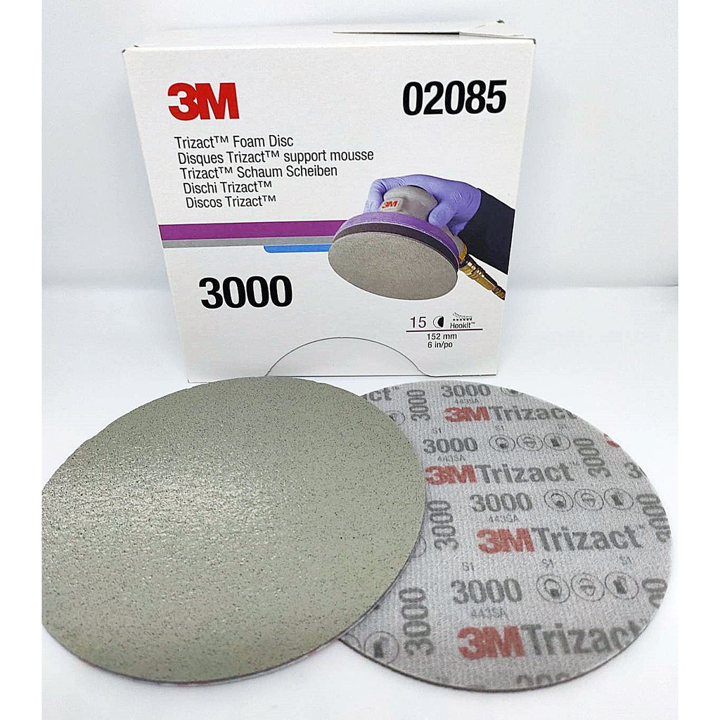ภาพหน้าปกสินค้า(1-5 แผ่น) 3M 02085 กระดาษทรายกลมไตรแซ็ค Trizact 6" 2085 สำหรับขัดผิวเคลียร์ งานขัดเคลือบสี เบอร์ 3000