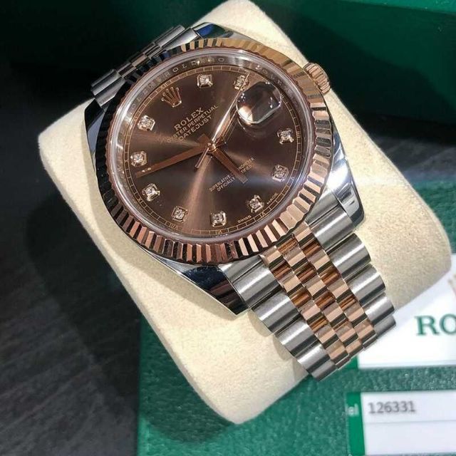 rolex-date-series-126331-chocolate-plate-diamonds-นาฬิกาผู้ชายอัตโนมัติ