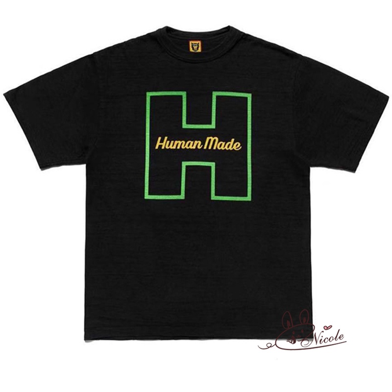 leee-เสื้อยืดคอกลมแขนสั้นผ้าฝ้ายพิมพ์ลายโลโก้-human-made-by-nigo-2016-คอกลม