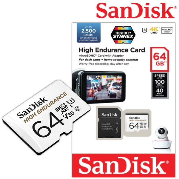 ภาพสินค้าSanDisk High Endurance microSD Card 64GB (SDSQQNR_064G_GN6IA) เมมโมรี่การ์ด ใส่ กล้องติดรถยนต์ กล้องหน้ารถ กล้องวงจรปิด จากร้าน sjcam_officialstore บน Shopee ภาพที่ 5