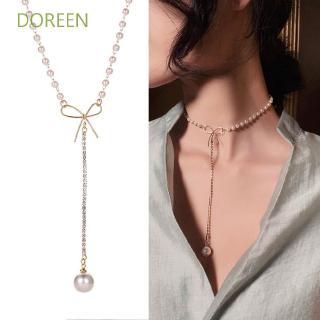 Doreen สร้อยคอประดับจี้ไข่มุกสไตล์คลาสสิกเครื่องประดับแฟชั่น