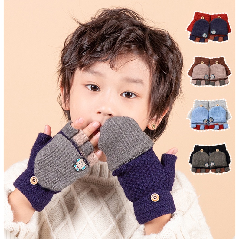 ถุงมือผ้าถัก-ให้ความอบอุ่น-แฟชั่นฤดูหนาว-สําหรับเด็กผู้ชาย-อายุ-5-12-ปี