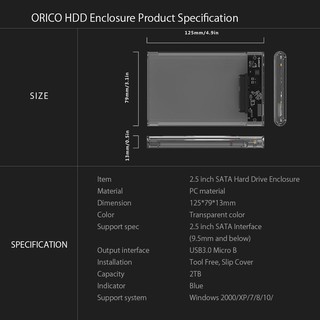 ภาพขนาดย่อของภาพหน้าปกสินค้าOrico กล่องใส่ HDD 2139U3 2.5"HDD แบบใสExternal Hard drive Enclosure โอริโก้กล่องอ่าน HDD 2.5" แบบ USB 3.0 กล่องใส่ฮาดด จากร้าน loeve007 บน Shopee ภาพที่ 7