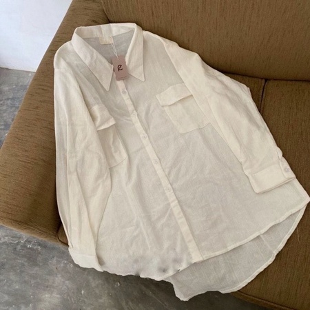 jeline-renata-top-crinkle-pocket-shirt-jumbo-blouse-เสื้อเบลาส์ผู้หญิง