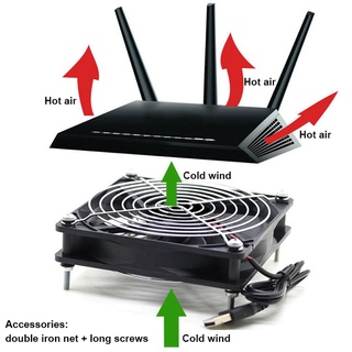 พัดลมระบายความร้อน เราเตอร์ USB 5V พร้อมตาข่ายป้องกัน DIY