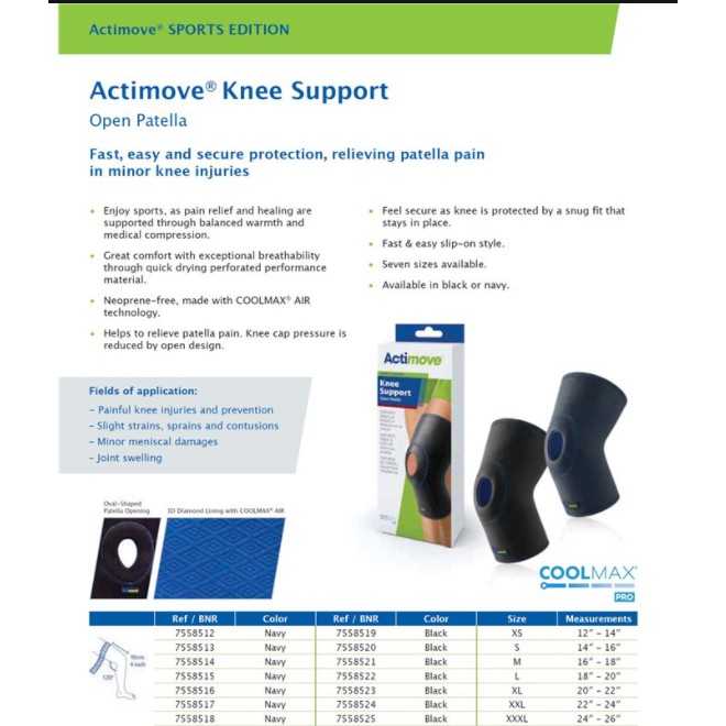 actimove-knee-support-อุปกรณ์พยุงเข่า-ชนิดเปิดหัวเข่า-บรรจุ-1-ชิ้น-สีดำ-สินค้าไม่รับเปลี่ยนคืนทุกกรณี