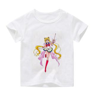 เสื้อยืดอินเทรนด์ผู้ชายอินเทรนด์ผู้หญิงSAILOR MOON เสื้อยืดแขนสั้นคอก ลมลายการ์ตูนเซเลอร์มูนS-3XL