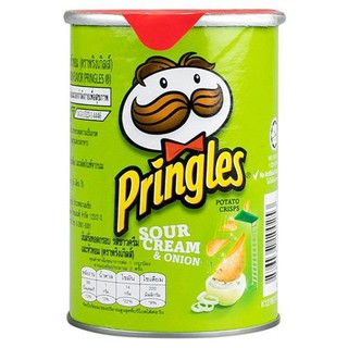 Pringles crispy potato chips, sour cream and onion flavor, 42 grams, pack of 3 bottles