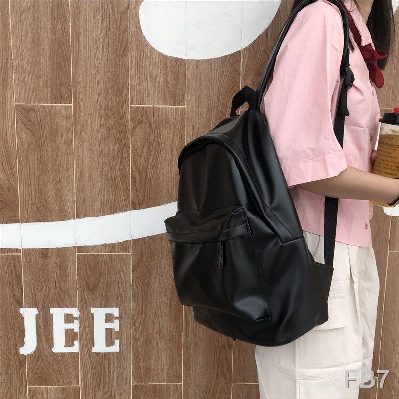 กระเป๋าผู้หญิง-ins-กระเป๋าเป้สะพายหลัง-pu-สีทึบเรียบง่ายนักเรียนมัธยมกระเป๋านักเรียนนักเรียนหญิงเวอร์ชั่นเกาหลีกระเป๋าเป