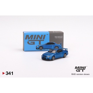 Mini GT No. 341-R Nissan Skyline GT-R (R34) V-Spec II Bayside Blue