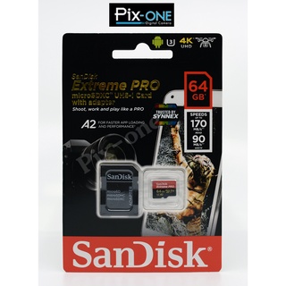 ภาพหน้าปกสินค้าSanDisk Extreme Pro microSD 64 GB (170Mb/s) ที่เกี่ยวข้อง