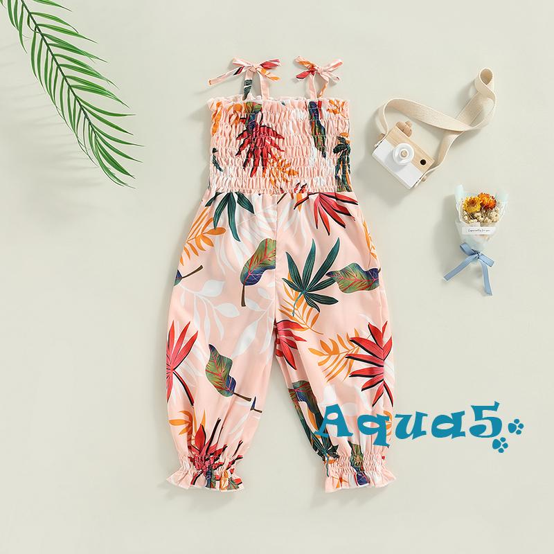 aqq-infant-summer-jumpsuit-girls-tie-up-smocked-flower-leaf-print-spaghetti-strap-romper
