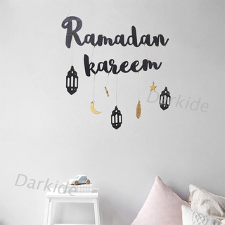 Eid Ramadan จี้ไม้รูปดวงจันทร์ดาวสําหรับแขวนตกแต่ง