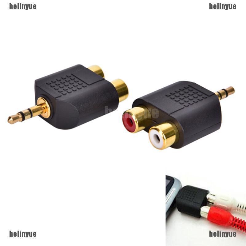 สินค้า เฮล❤อะแดปเตอร์แจ็ค 3.5 มม. เป็น 2 RCA Twin Phono Y Splitter สเตอริโอ ตัวผู้ เป็น 2 x