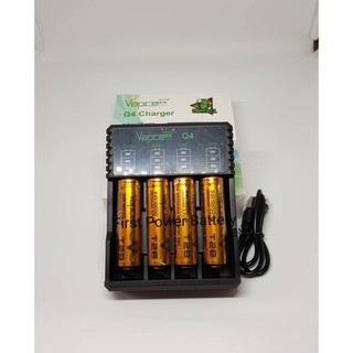 Vapcell ชุดเครื่องชาร์จพร้อมถ่านของแท้(ถ่านVapcell 18650 T28 2800mAh 4ก้อน+เครื่องชาร์จ Q4+กระเป๋าใส่ถ่าน2ใบ)