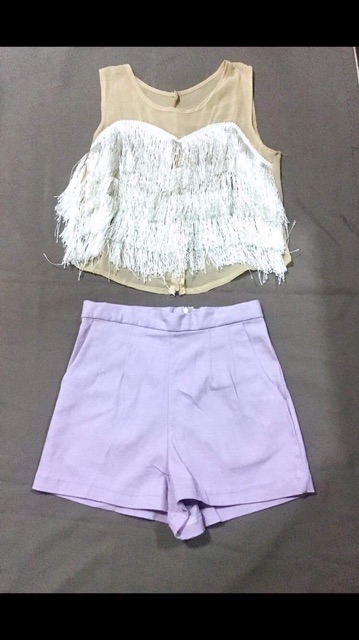 ชุด-set-เสื้อฟรุ้งฟริ้ง-กางเกงเอวสูง