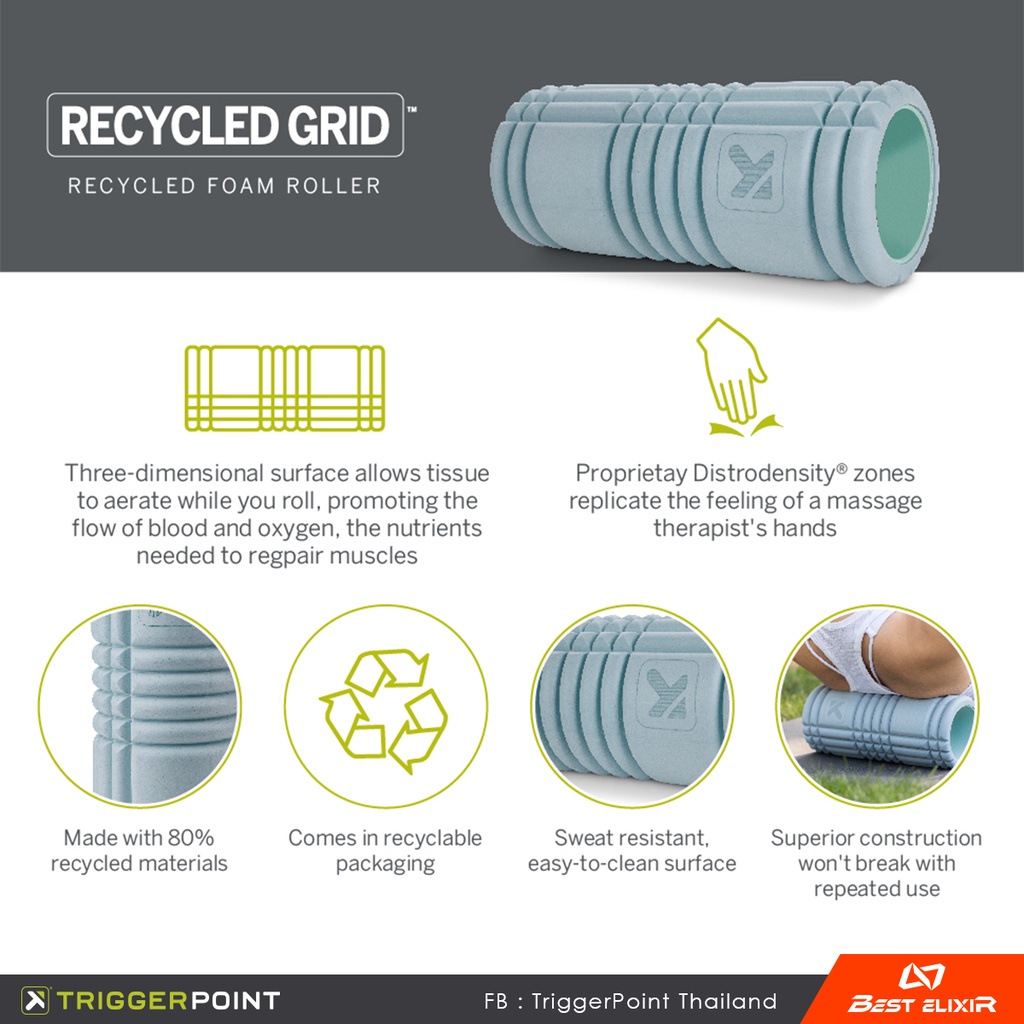 tgp-recycled-grid-ขนาด-13-นิ้ว-โฟมโรลเลอร์-รีไซเคิลจากถุงในทะเล-นวดคลายกล้ามเนื้อ-บรรเทาอาการปวด-ฟื้นฟูกล้ามเนื้อ