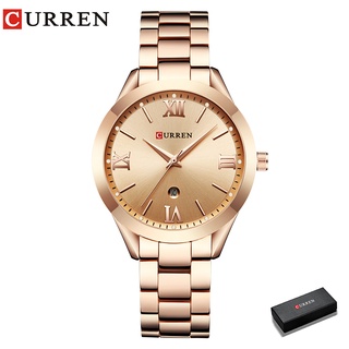 Curren นาฬิกาข้อมือ สายเหล็ก สีทอง สําหรับผู้หญิง 9007 Relogio Feminine Montre Femme 9007