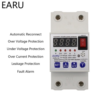 63A Automatic Reconnect Circuit Breaker Over And Under Voltage Over Current Leakage Protection Surge Protect Protector R