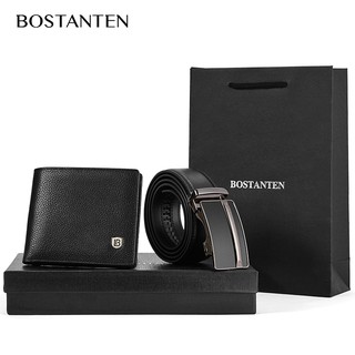 สินค้า BOSTANTEN กระเป๋าสตางค์หนัง ใบสั้น และเข็มขัดหนัง สำหรับผู้ชาย