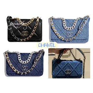 💯ของแท้ CHANEL 19 BAG series WOC rhombus messenger bag chain shoulder bag