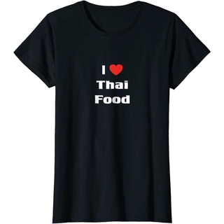 เสื้อยืดสีขาวประเทศไทยเสื้อยืดลำลอง I Love Thai Food Shirt Thailand Cuisine Foodie Tee Thailand Short sleeve T-shirS-4XL